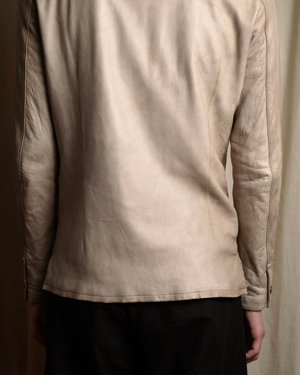 "ISAMU KATAYAMA" Dart-shaped deer leather shirt jacket