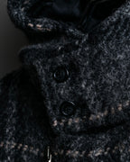 "BURBERRY" Check pattern double zipper hooded coat