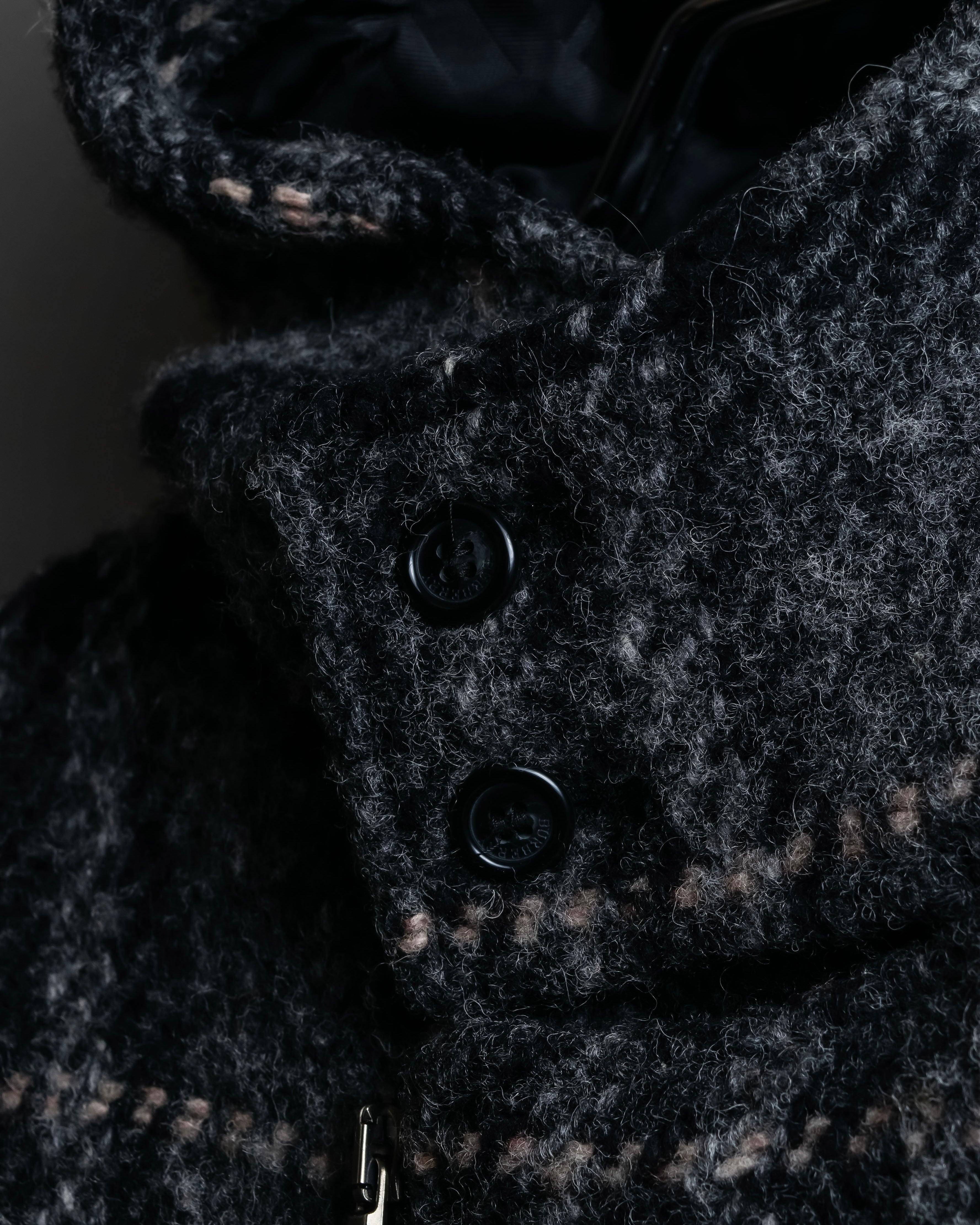 "BURBERRY" Check pattern double zipper hooded coat