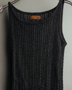 "Yves Saint Laurent" 80's-90's Metallic ribbed sleeveless knit top