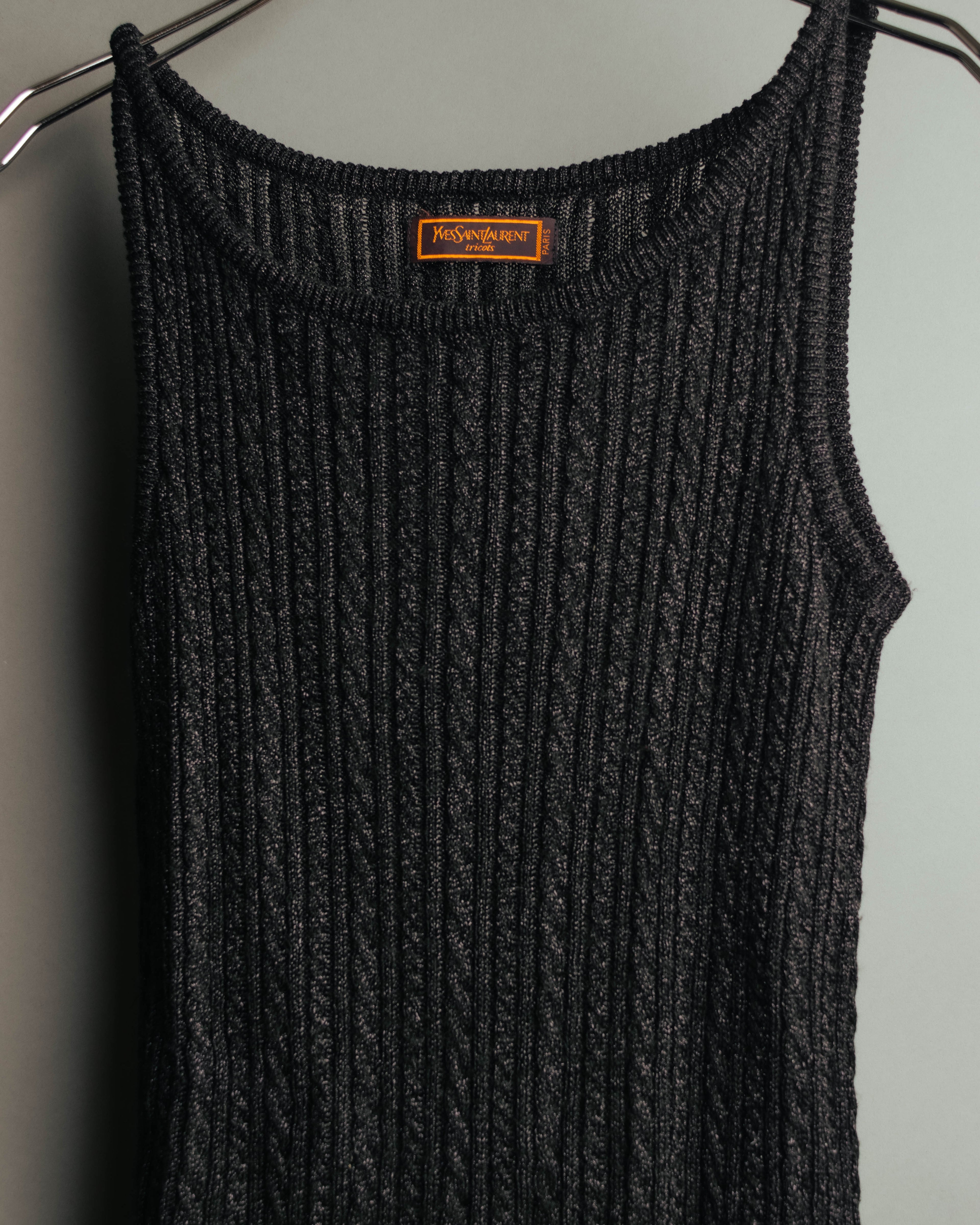 "Yves Saint Laurent" 80's-90's Metallic ribbed sleeveless knit top