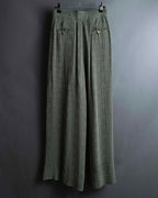 "CHANEL" Coco mark button fly detail houndstooth pattern wide slacks