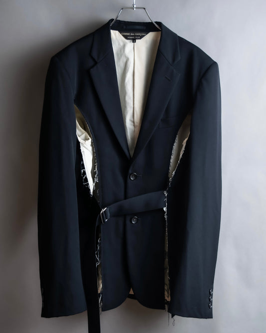 "COMME des GARCONS HOMME PLUS" 17AW Cutting design belted tailored jacket