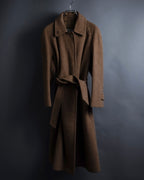 "BURBERRYS" Houndstooth pattern belted stand collar coat