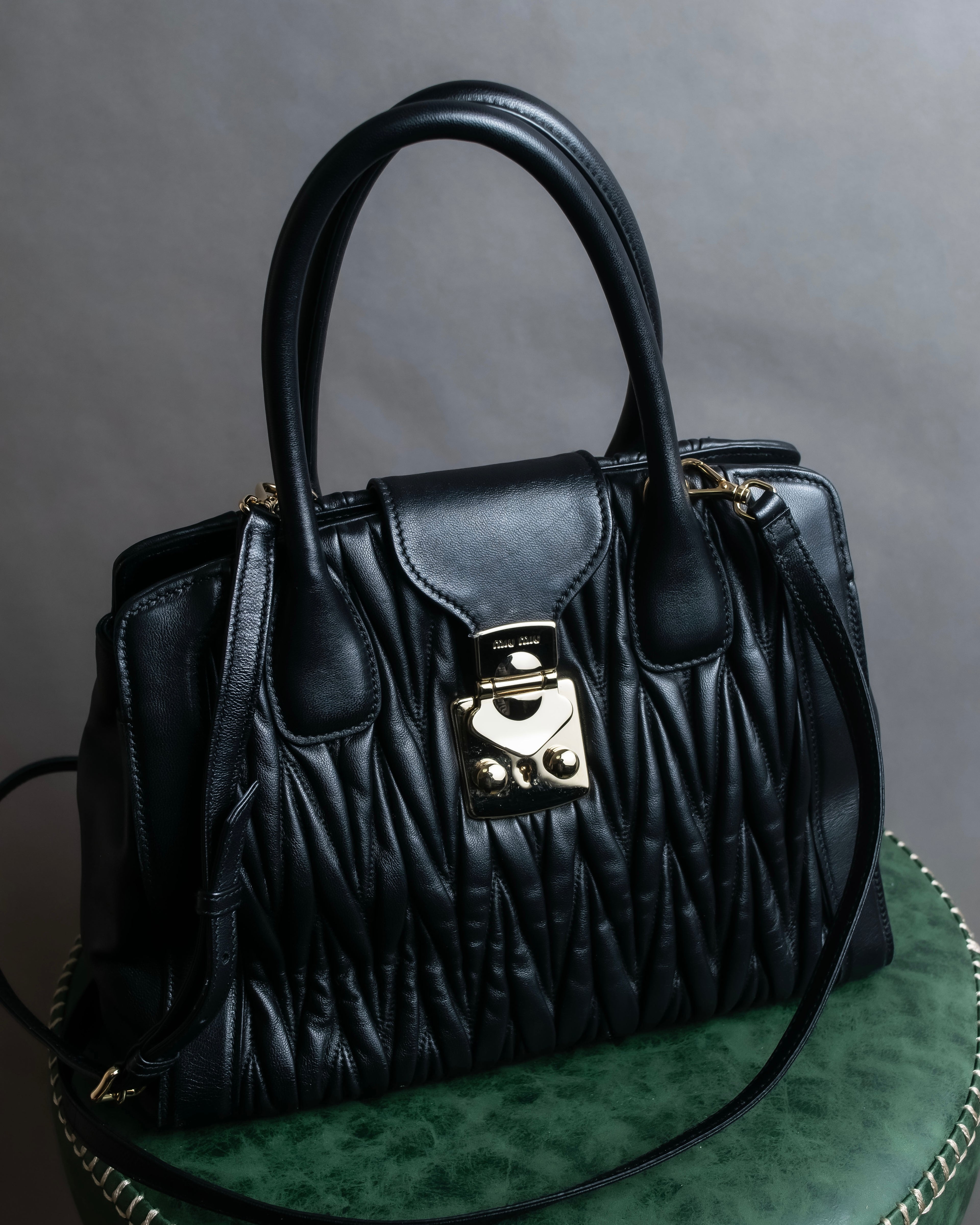 "MIU MIU" Matelasse design 2way leather bag