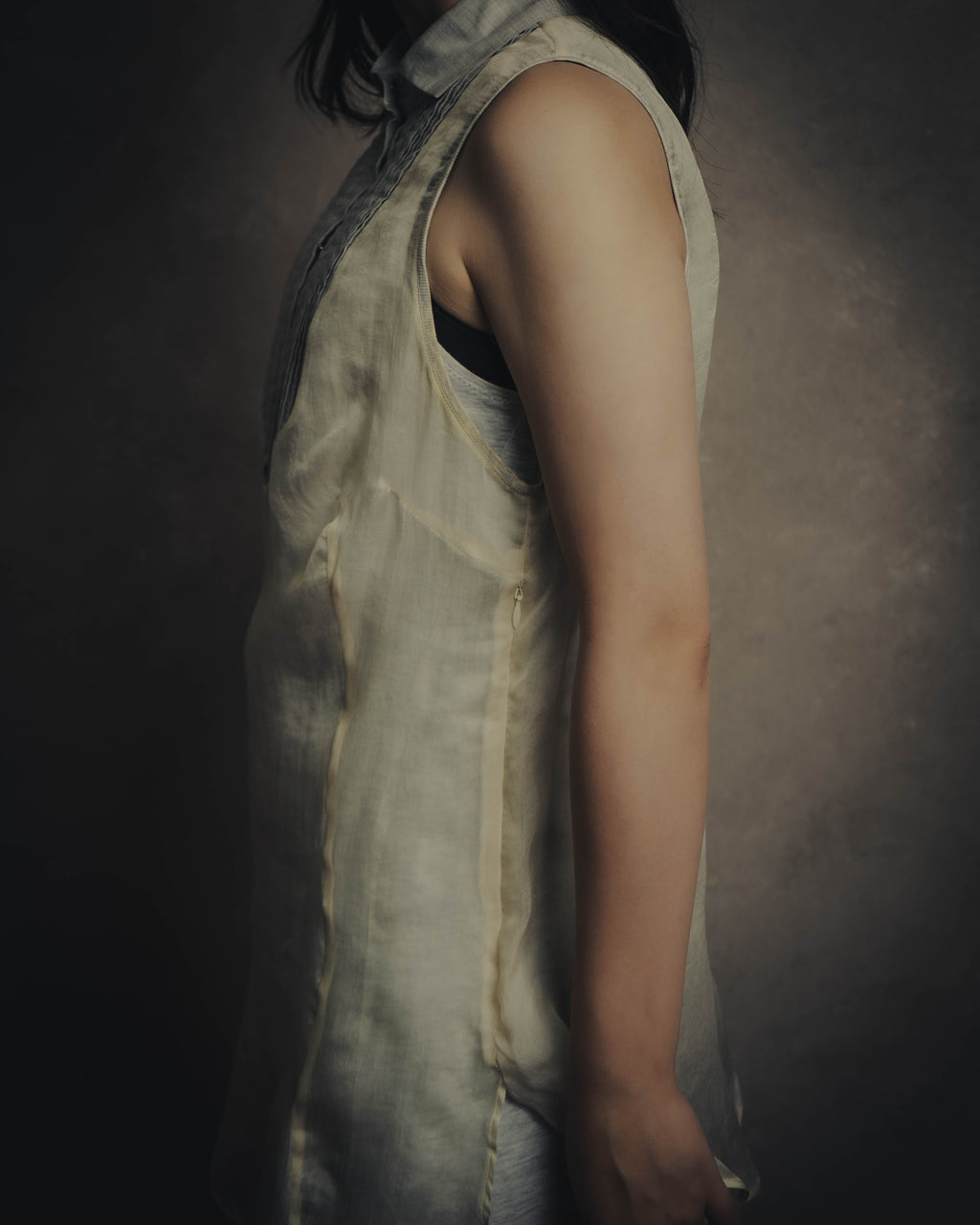 -SPECIAL- “Brunello Cucinelli” 00’s-10’s Sheer layered sleeveless tunic dress