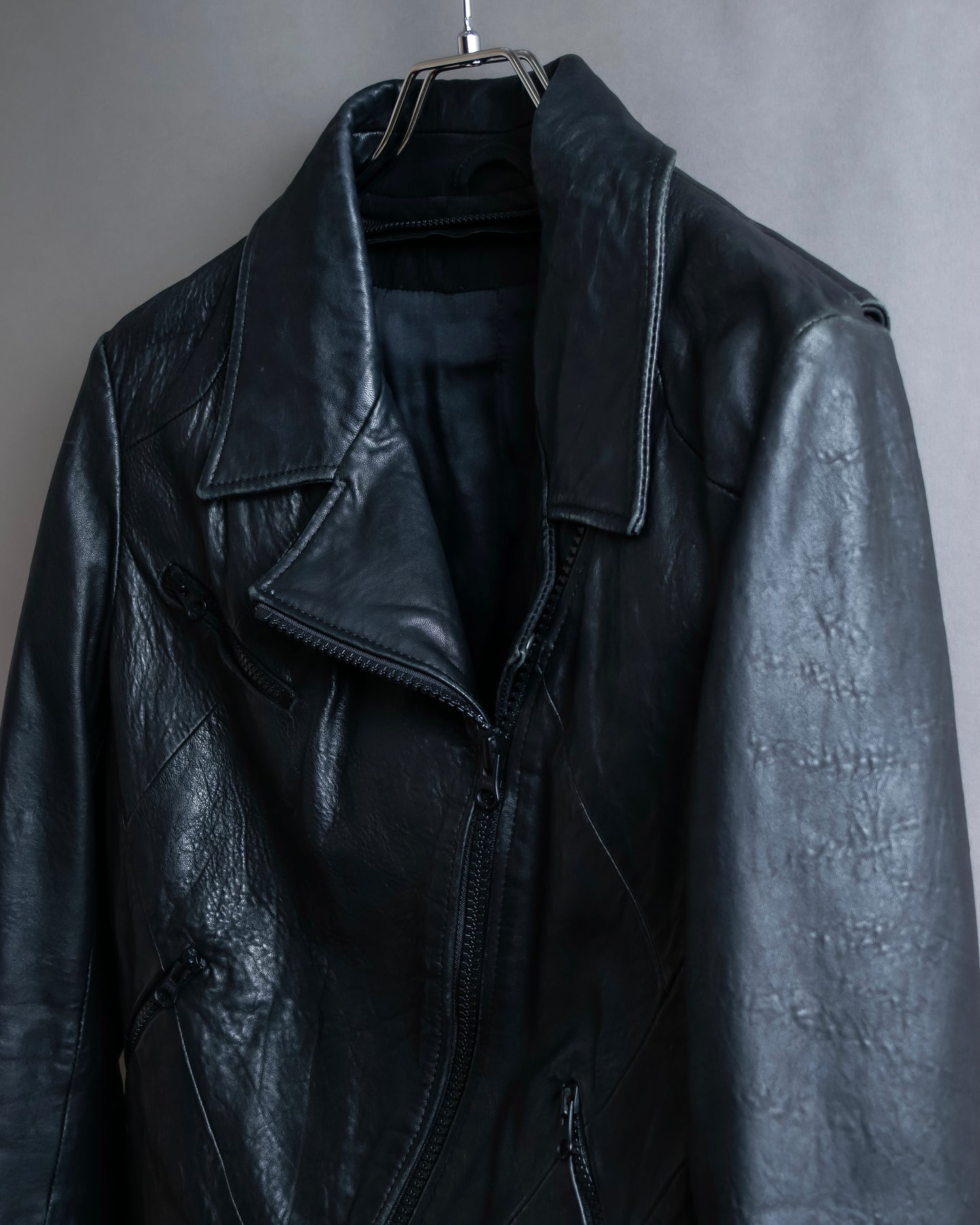 "Acne" Beautiful shape genuine leather double riders jacket