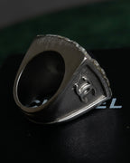 "CHANEL" 00AW Karl Lagerfeld period clear stone design logo engraved ring