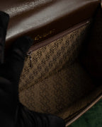 "YVES SAINT LAURENT" Flap design lizard embossed leather hand bag