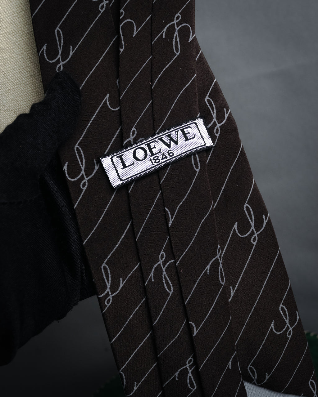 “LOEWE” 2000’s Script monogram silk tie