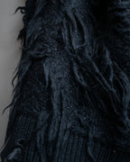 "JUNYA WATANABE COMME des GARCONS" Fringe design brushed V-neck knit pullover