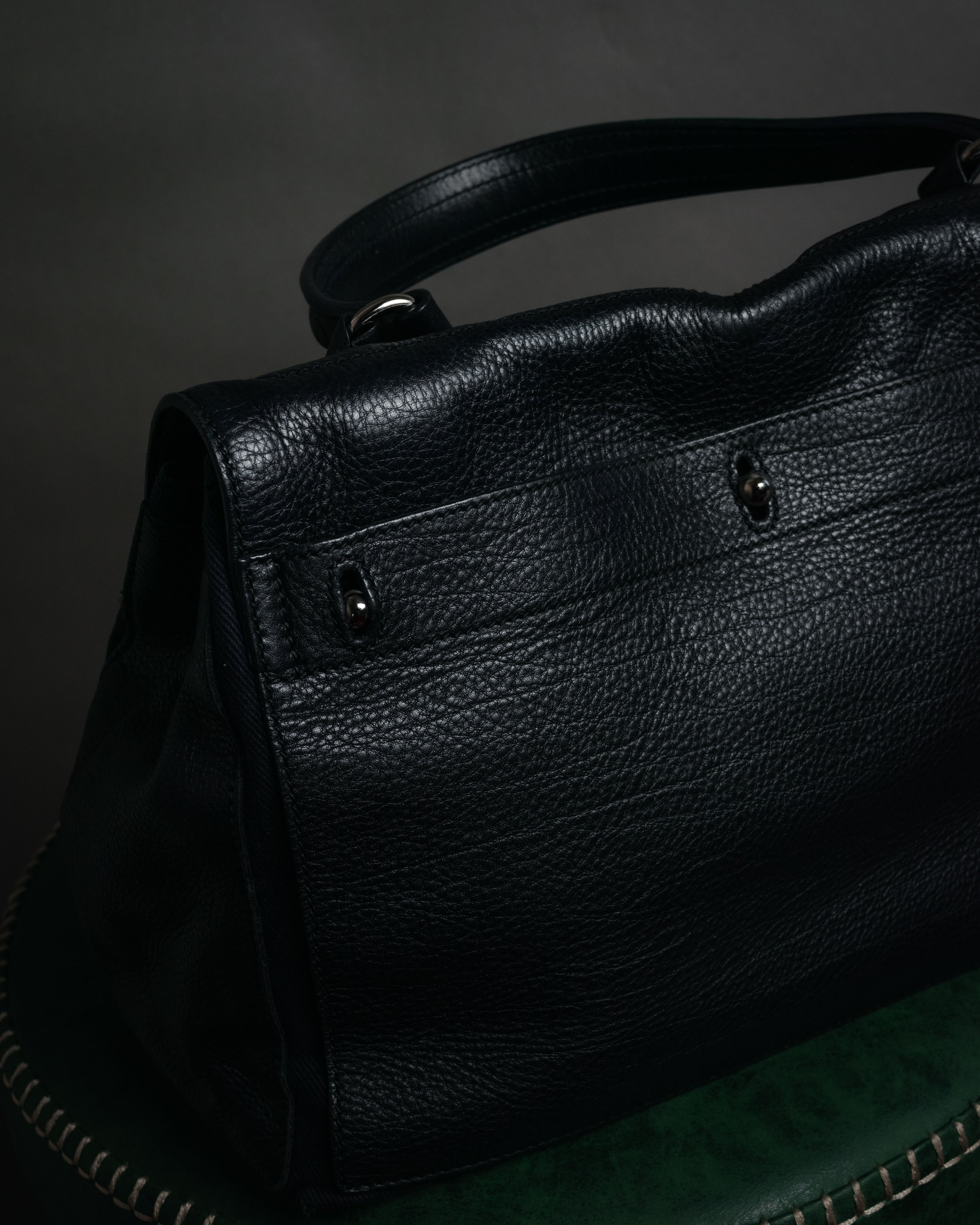 “YVES SAINT LAURENT” Late 2000s Muse Two grained leather flap hand bag