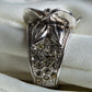 "CHANEL" Camellia motif rhine stone coco mark ring