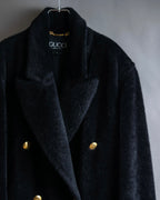"GUCCI" 80's Gold button design brushed wool long chester coat