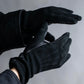 "HERMES" Leather switching design inner brushed feel gloves