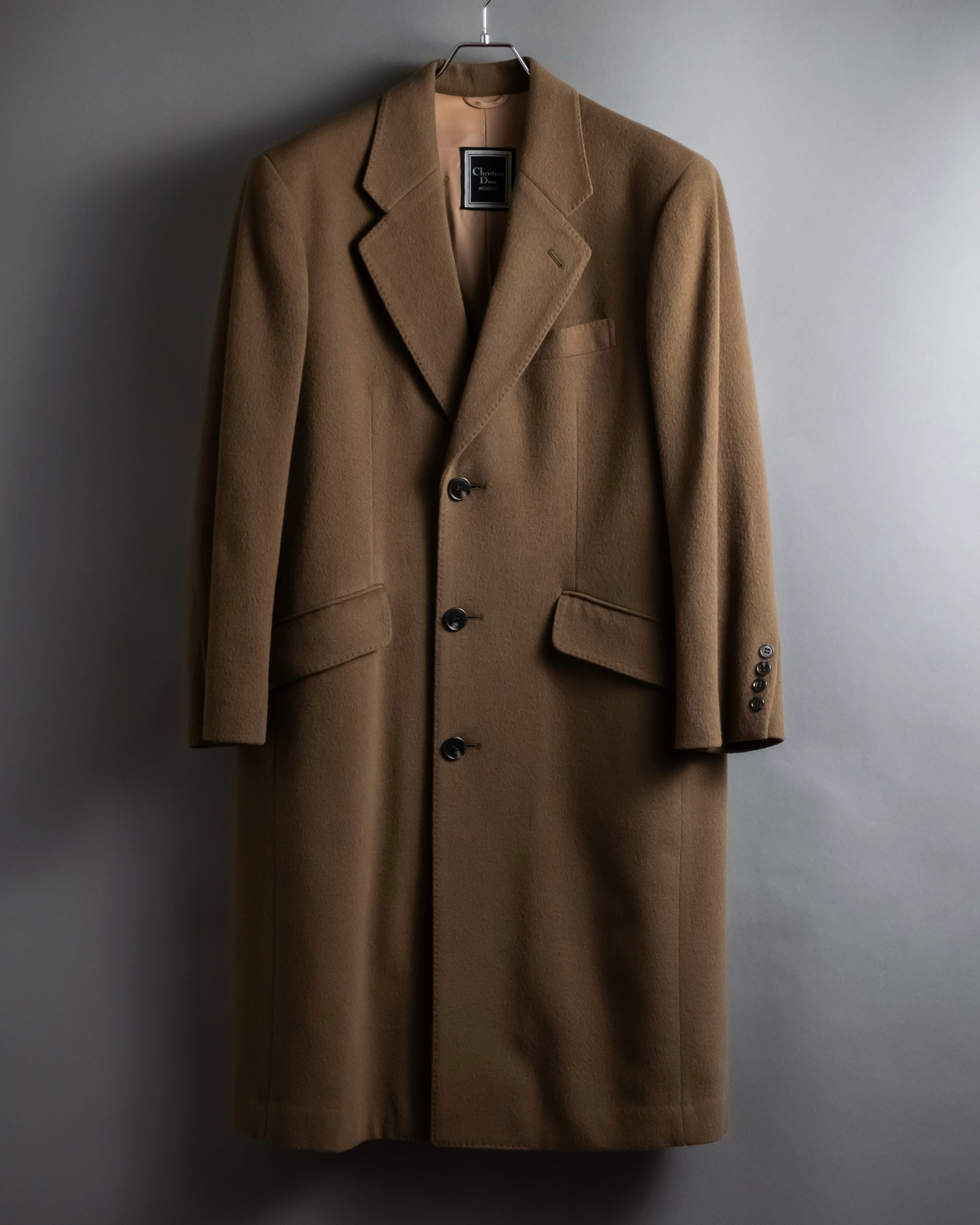 "CHRISTIAN DIOR MONSIEUR" 80's-90's Classic tailored wool melton chester coat