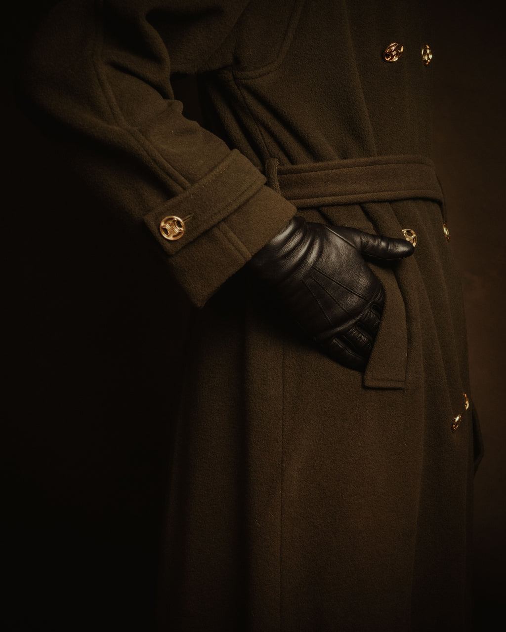 –SPECIAL– "CELINE" 80’s-90’s Triomphe button double breasted long coat