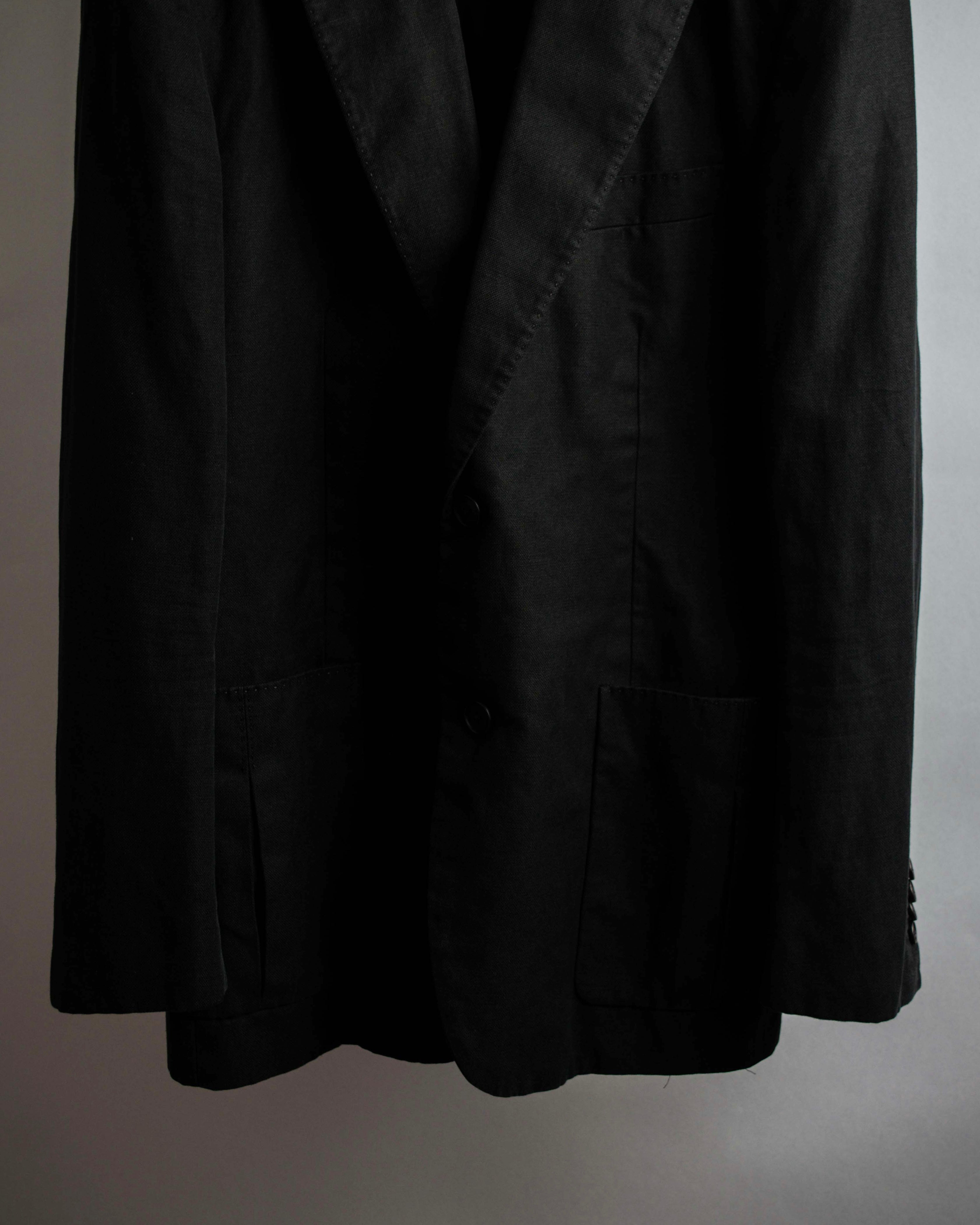 "HERMES" 90's Elegantly relaxed cotton linen tailored jacket