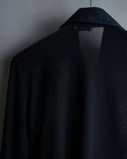 Vintage double zip ribbon flower design sheer jacket