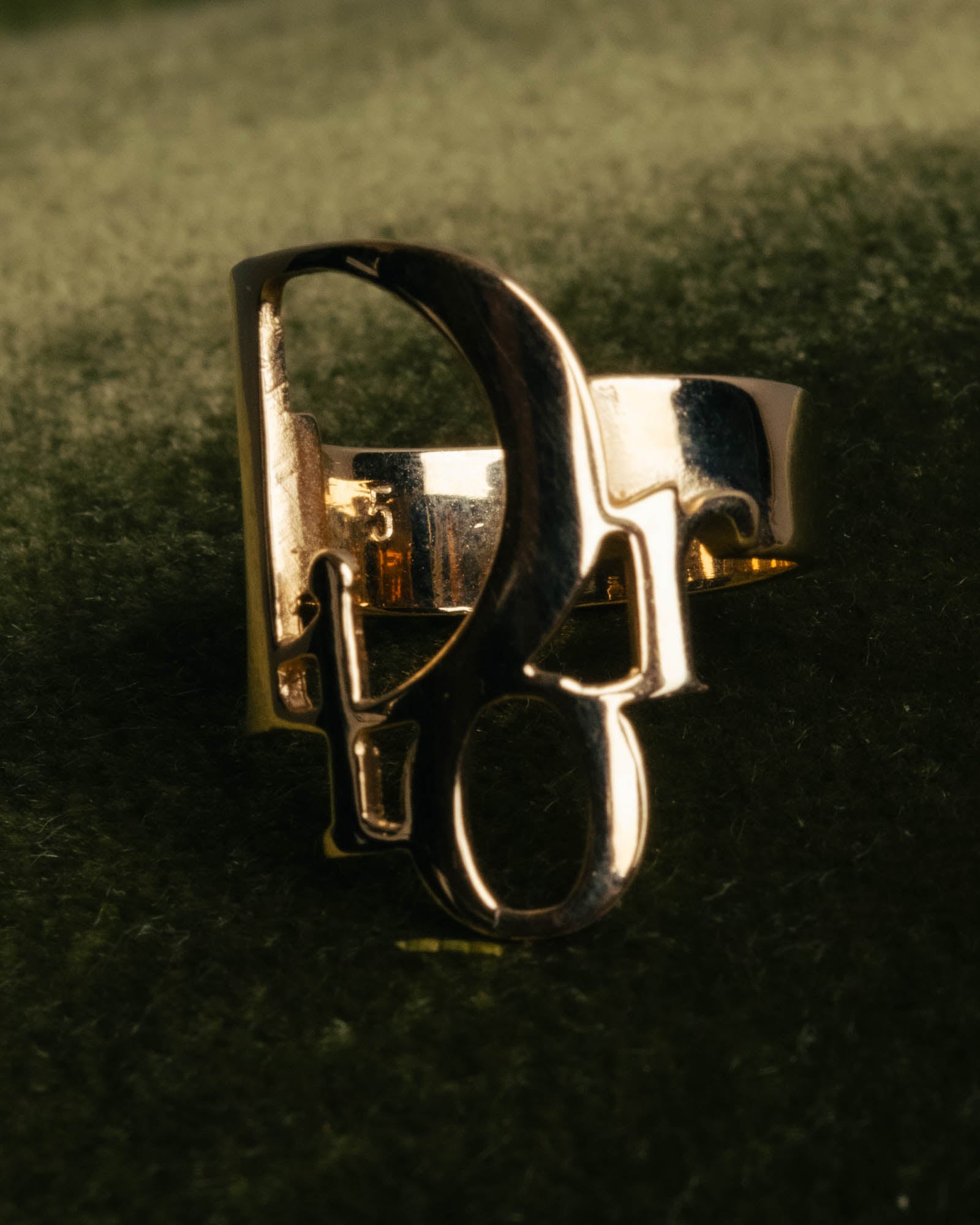 "Christian Dior" 00's Openwork Dior logo gold ring