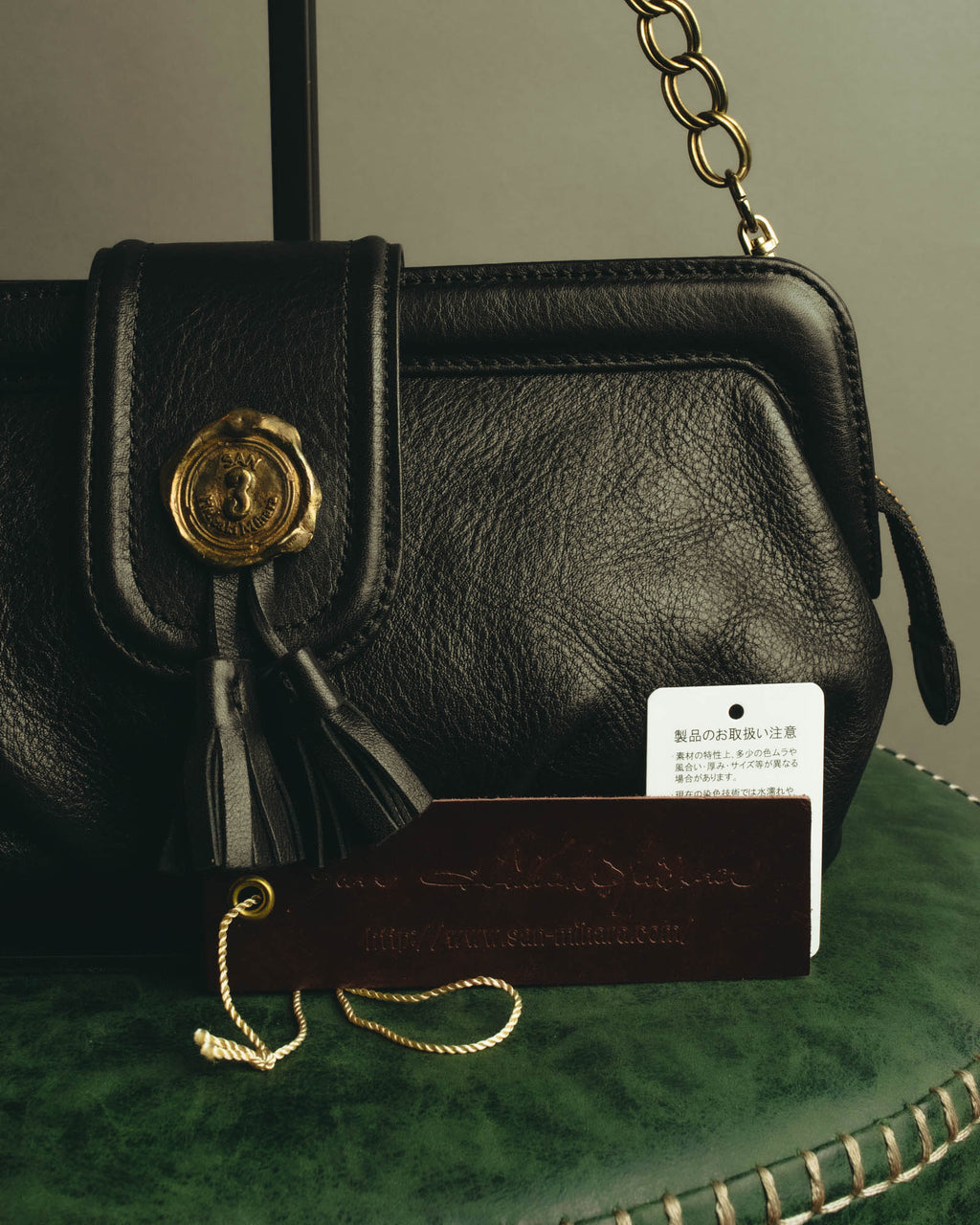 “SAN HIDEAKI MIHARA” 2000’s-2010’s black leather chain shoulder bag