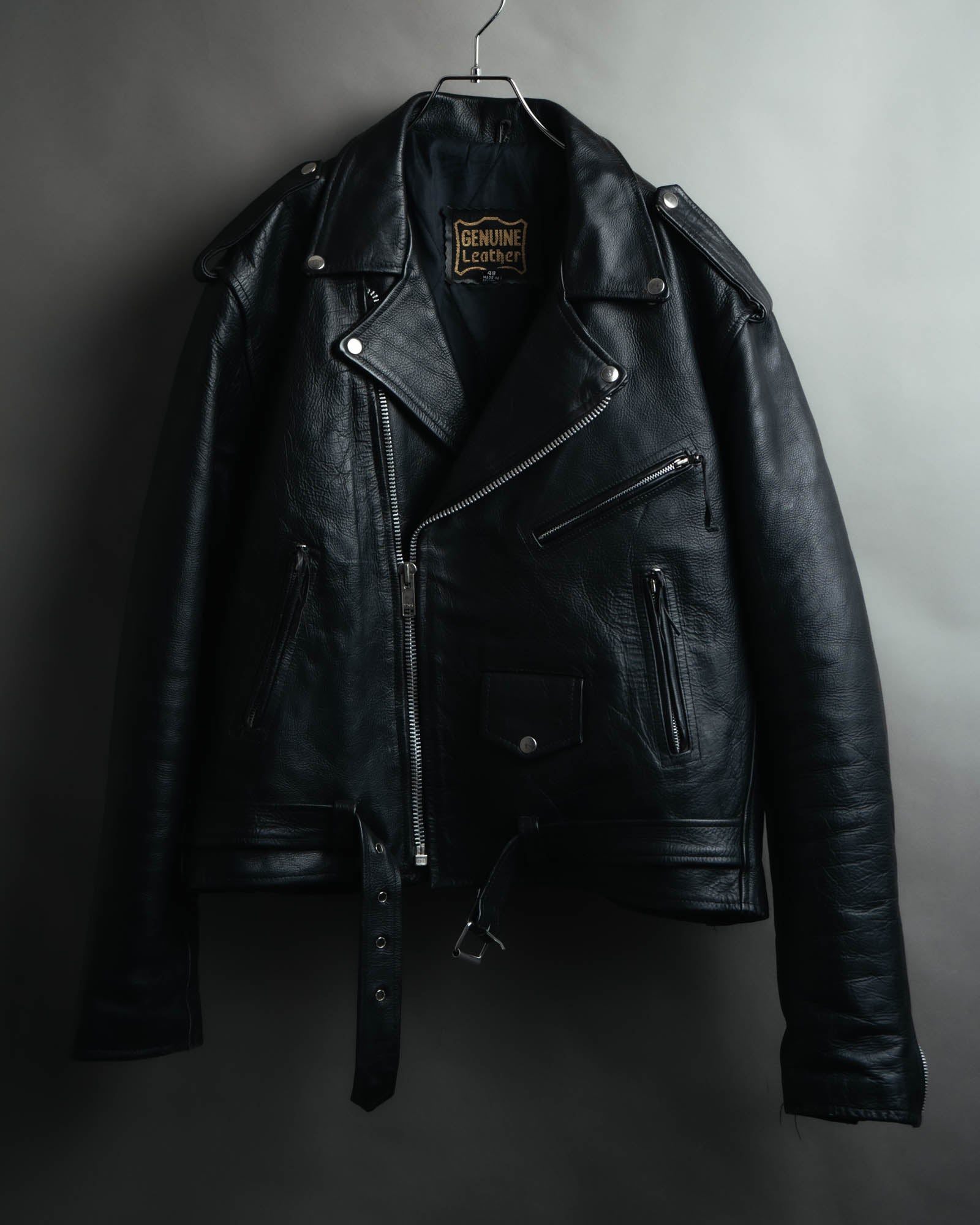 -MOOD MILLÉSIMES- 80’s-90’s heavy-grain double riders jacket