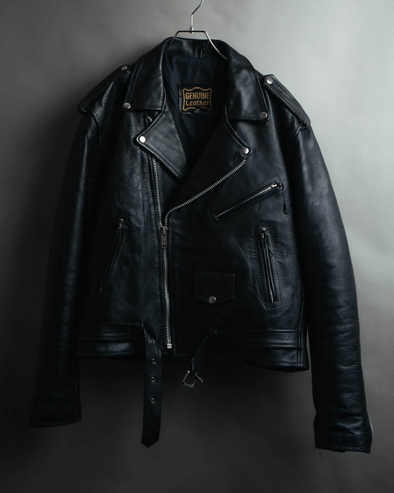 -MOOD MILLÉSIMES- 80’s-90’s heavy-grain double riders jacket