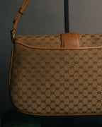 "GUCCI" 70's-80's Micro GG monogram canvas shoulder bag with stirrup hardware