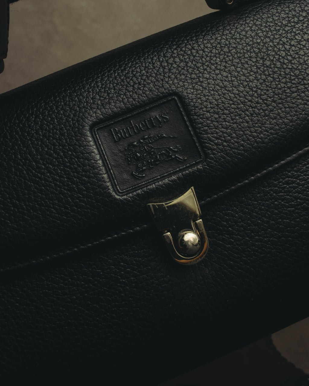 "Burberrys" 80's-90's Classic black leather top-handle handbag