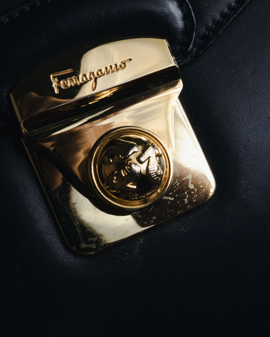 "Salvatore Ferragamo" Structured top-handle leather satchel bag