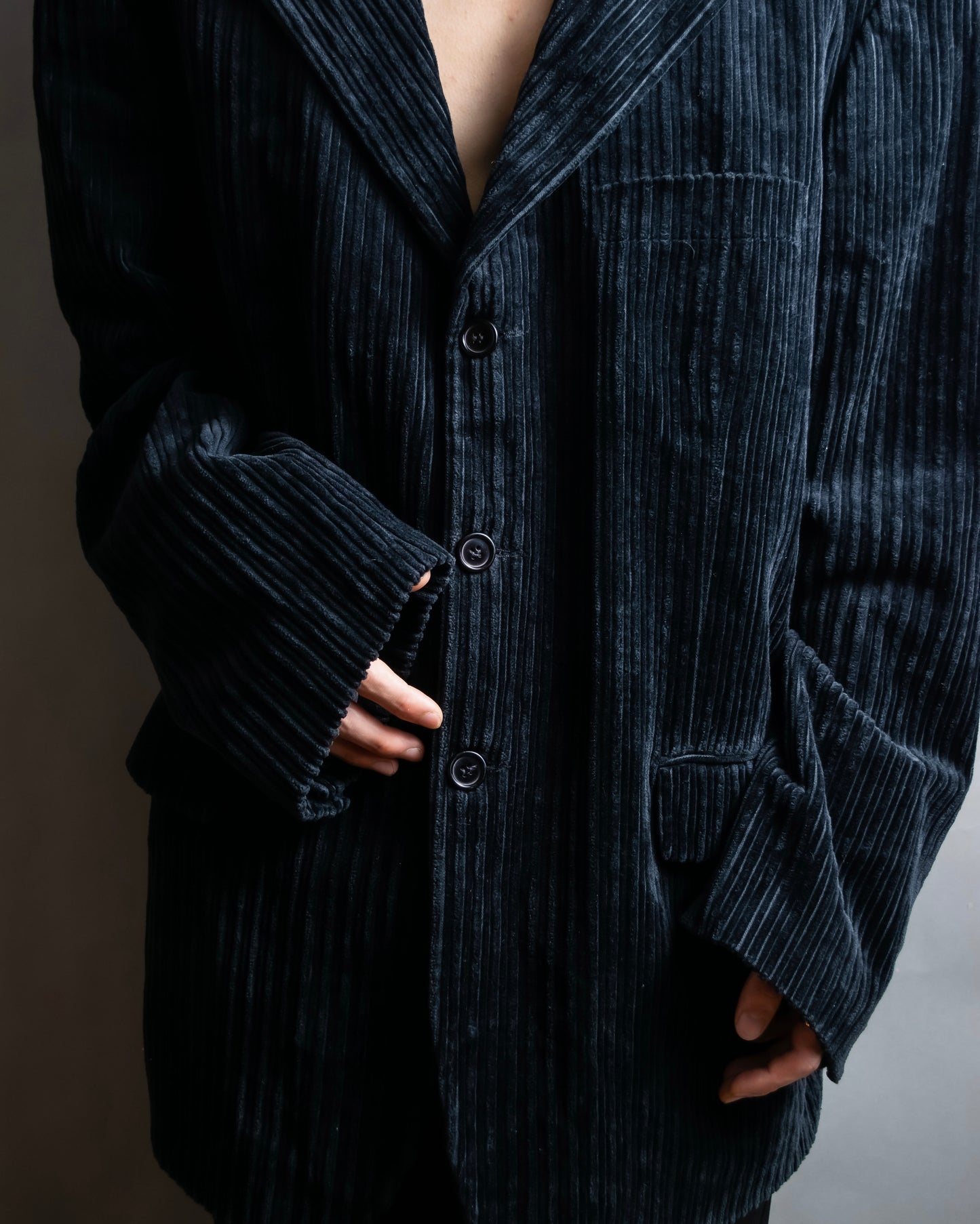 "BU CARDO" velour-like corduroy tailored jacket