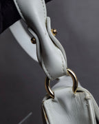 "Salvatore Ferragamo" Gancini motif structured white leather bag