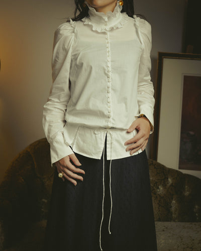 -SPECIAL- “YVES SAINT LAURENT” 70’s-90’s Ruffled high-neck blouse