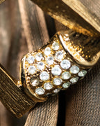 "YVES SAINT LAURENT" rhinestone motif gold necklace