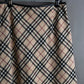 "BURBERRY" Nova check pattern leather piping design cropped skirt