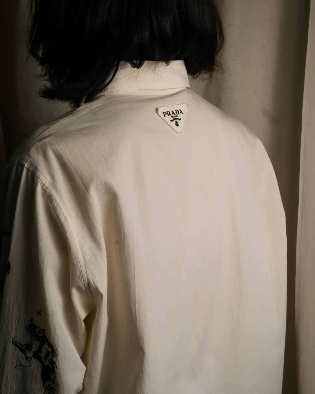 "PRADA" 22SS Sea fable motif print oversized shirt