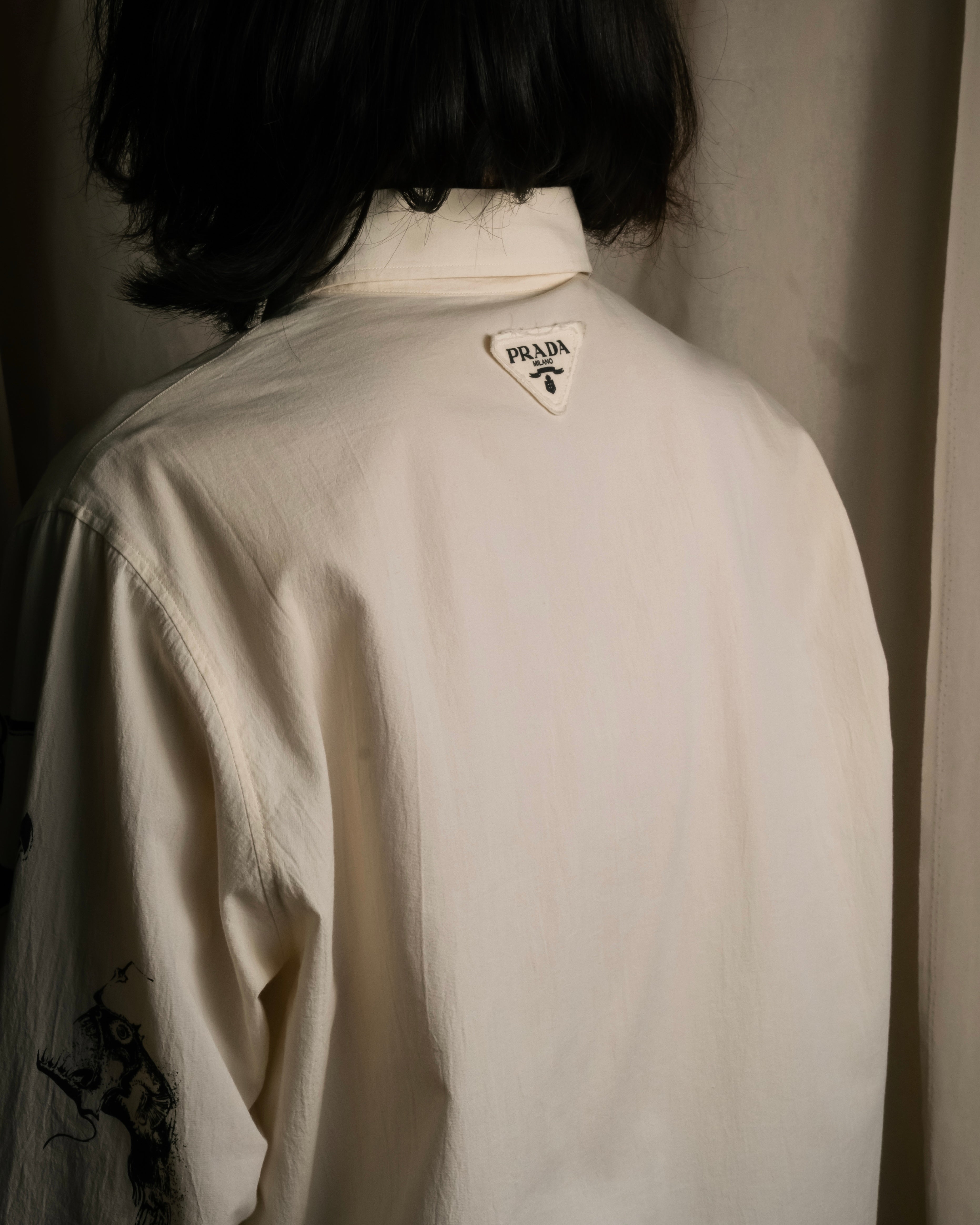 "PRADA" 22SS Sea fable motif print oversized shirt