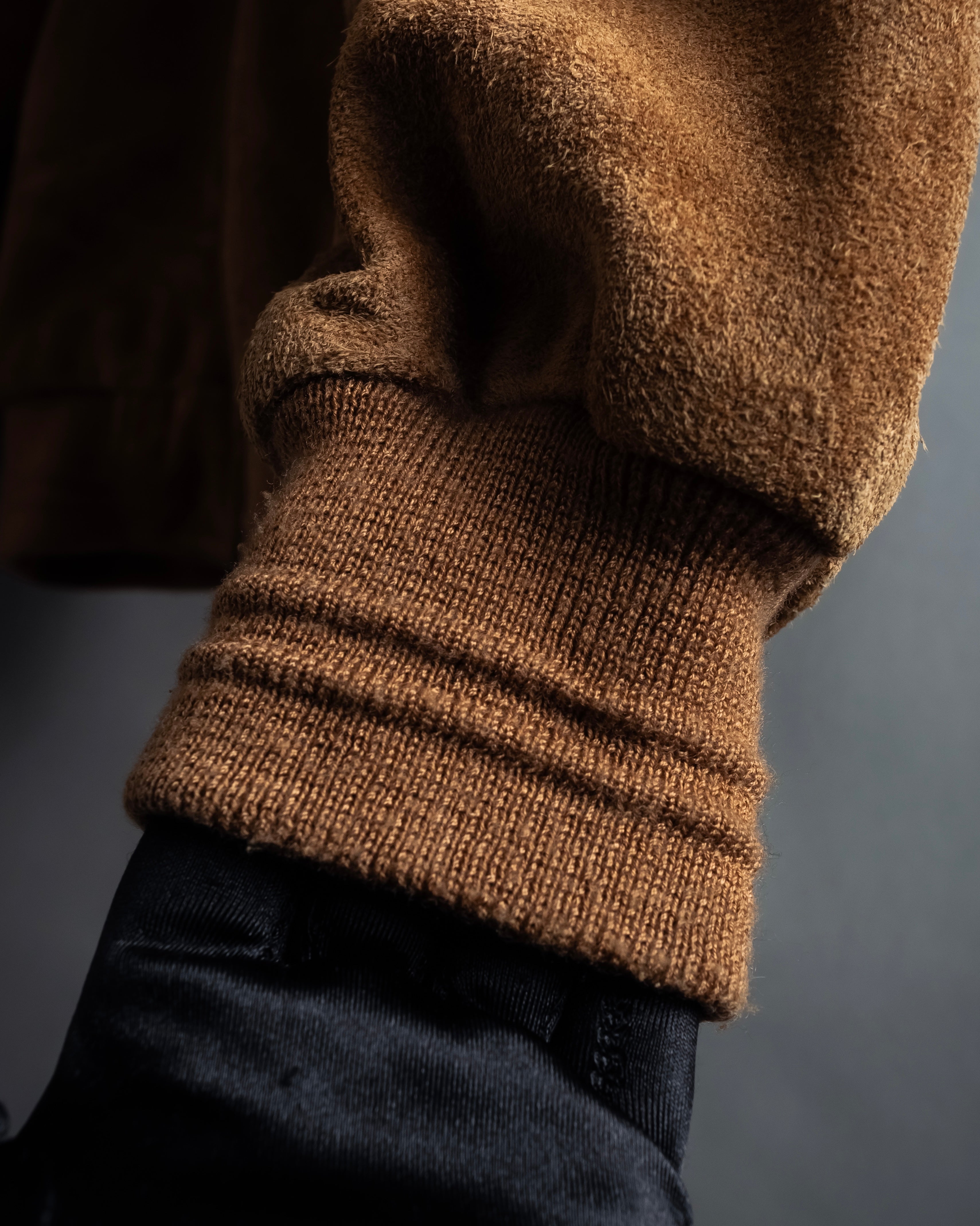 "SEAHOP" Ribbed design suede leather blouson