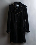 "Saint Laurent" 19AW gold studs design suede long coat