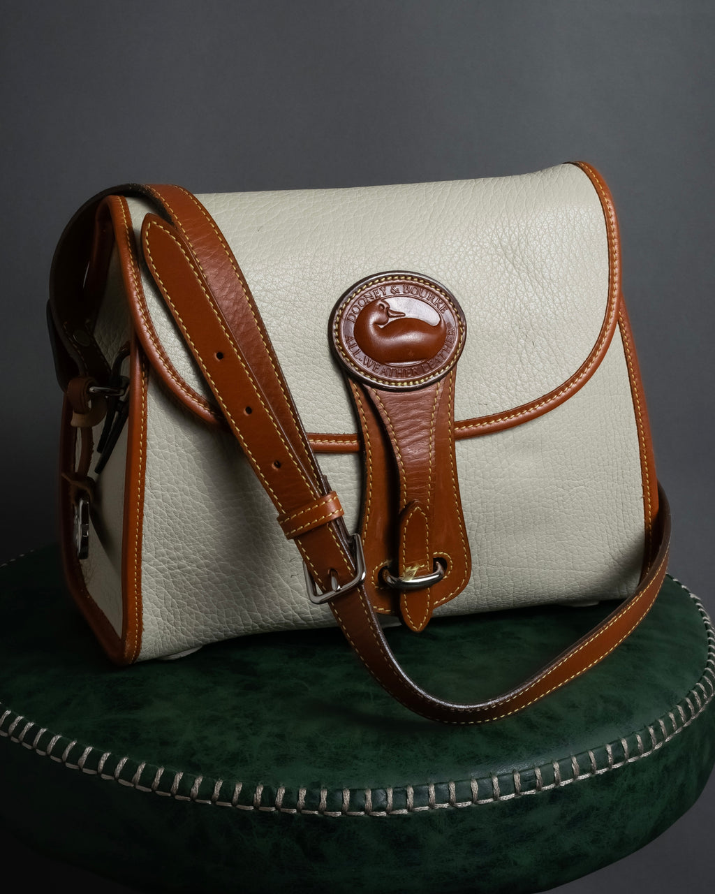 "Dooney & Bourke" Patch front design Two-tone leather shoulder bag