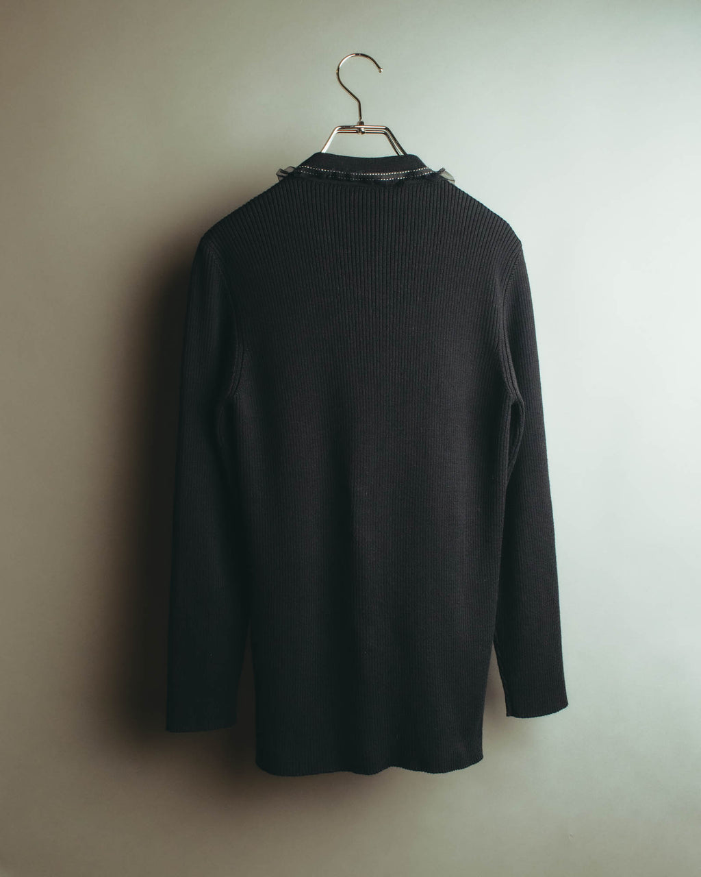 “VALENTINO ROMA” 00’s-10’s Rib knit frilled cardigan