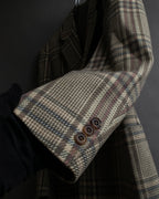 "BURBERRYS" Windowpane pattern tweed tailored jacket