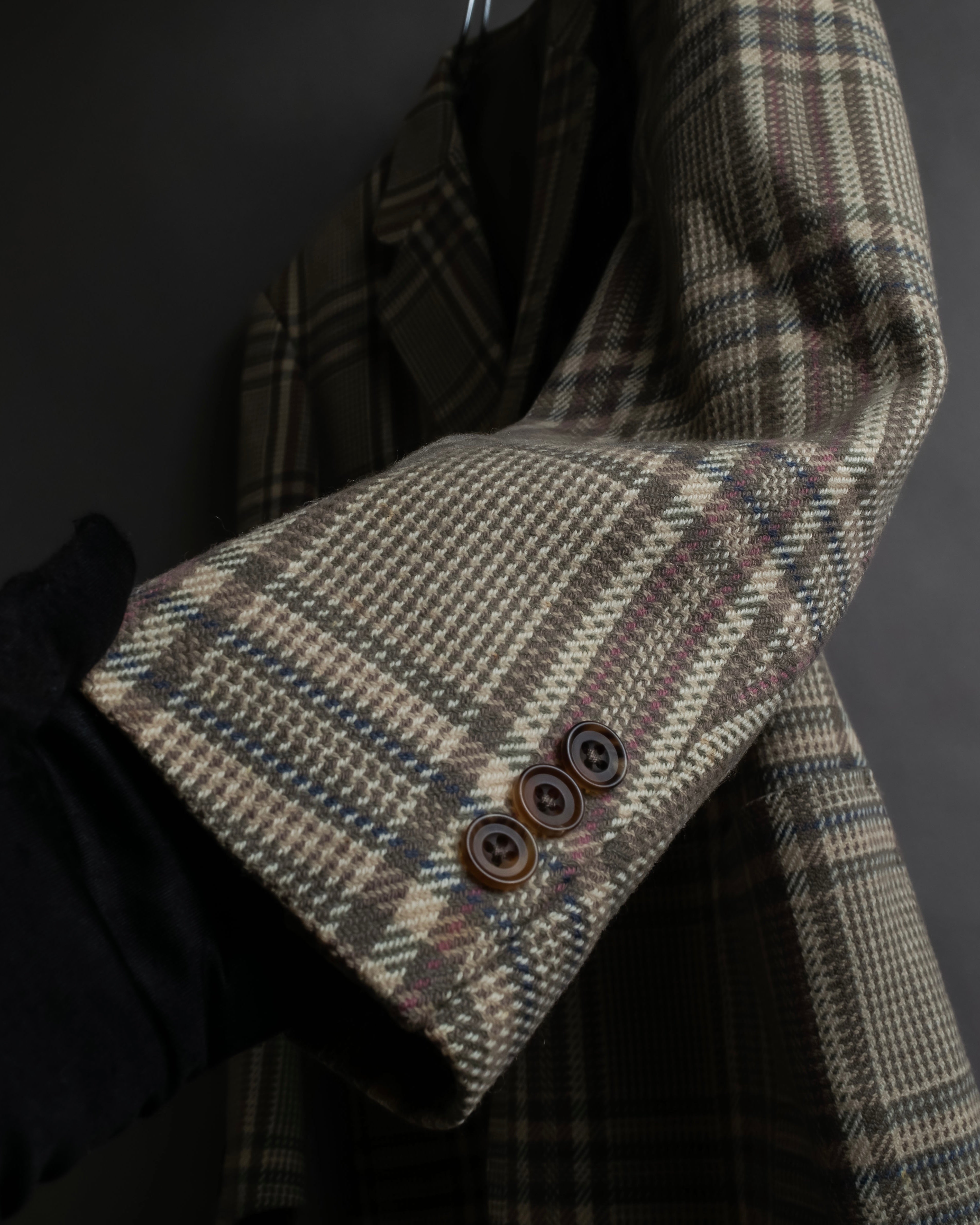"BURBERRYS" Windowpane pattern tweed tailored jacket