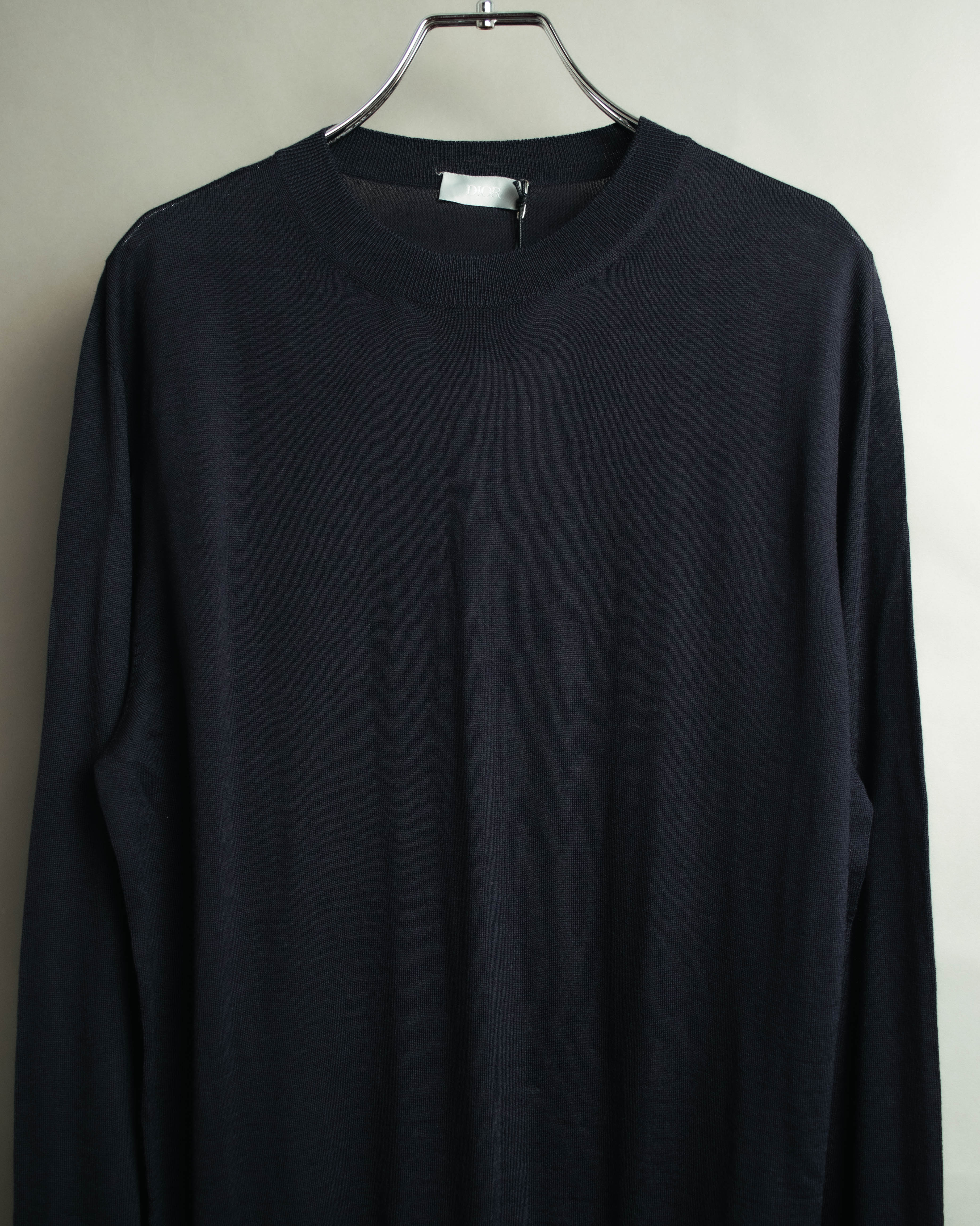 "DIOR" 2010's Minimal bee embroidered wool crewneck sweater