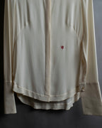 Camisa de seda con bordado en forma de logotipo "Alexandar McQueen" sin cuello