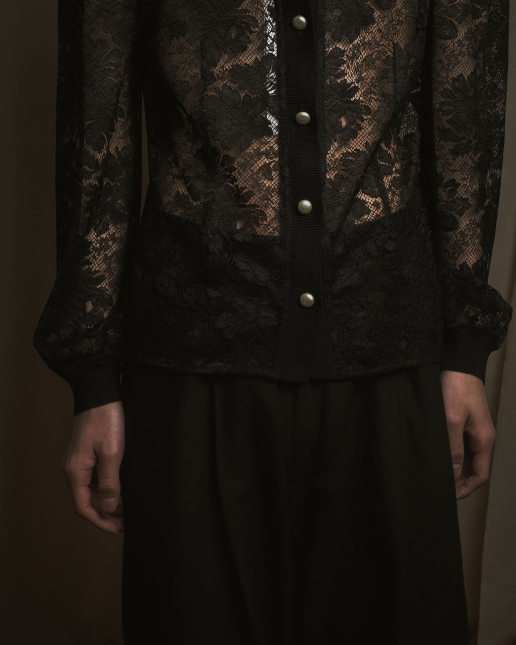 "VALENTINO MISS V" Late 80s botanical lace polo shirt