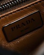 "PRADA" Aged metal parts design leather hand bag