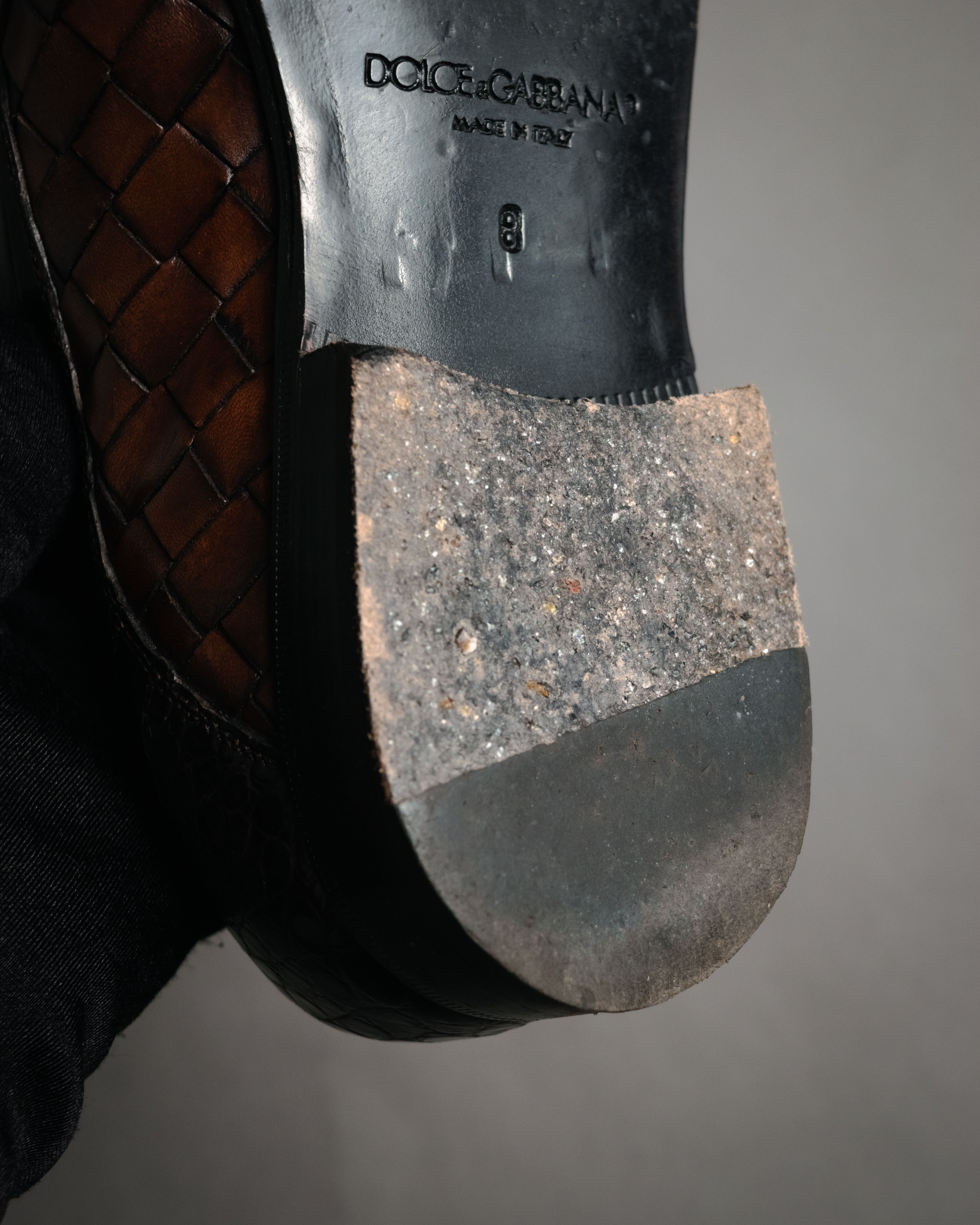 “DOLCE&GABBANA” 2008–2014 Exotic leather and intrecciato oxford shoes