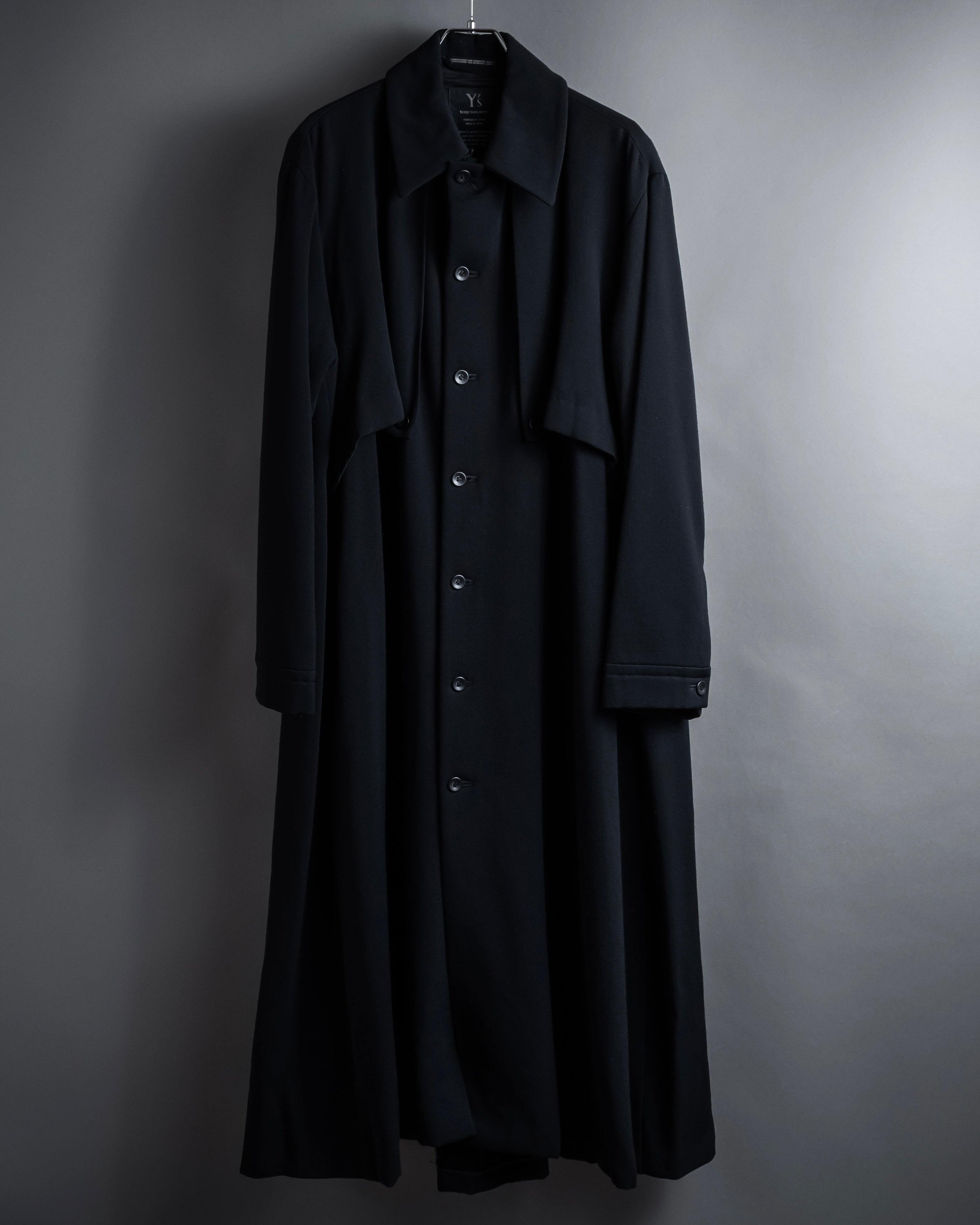 -SPECIAL- "Y's" 15AW Cape design panel oversized stand collar coat