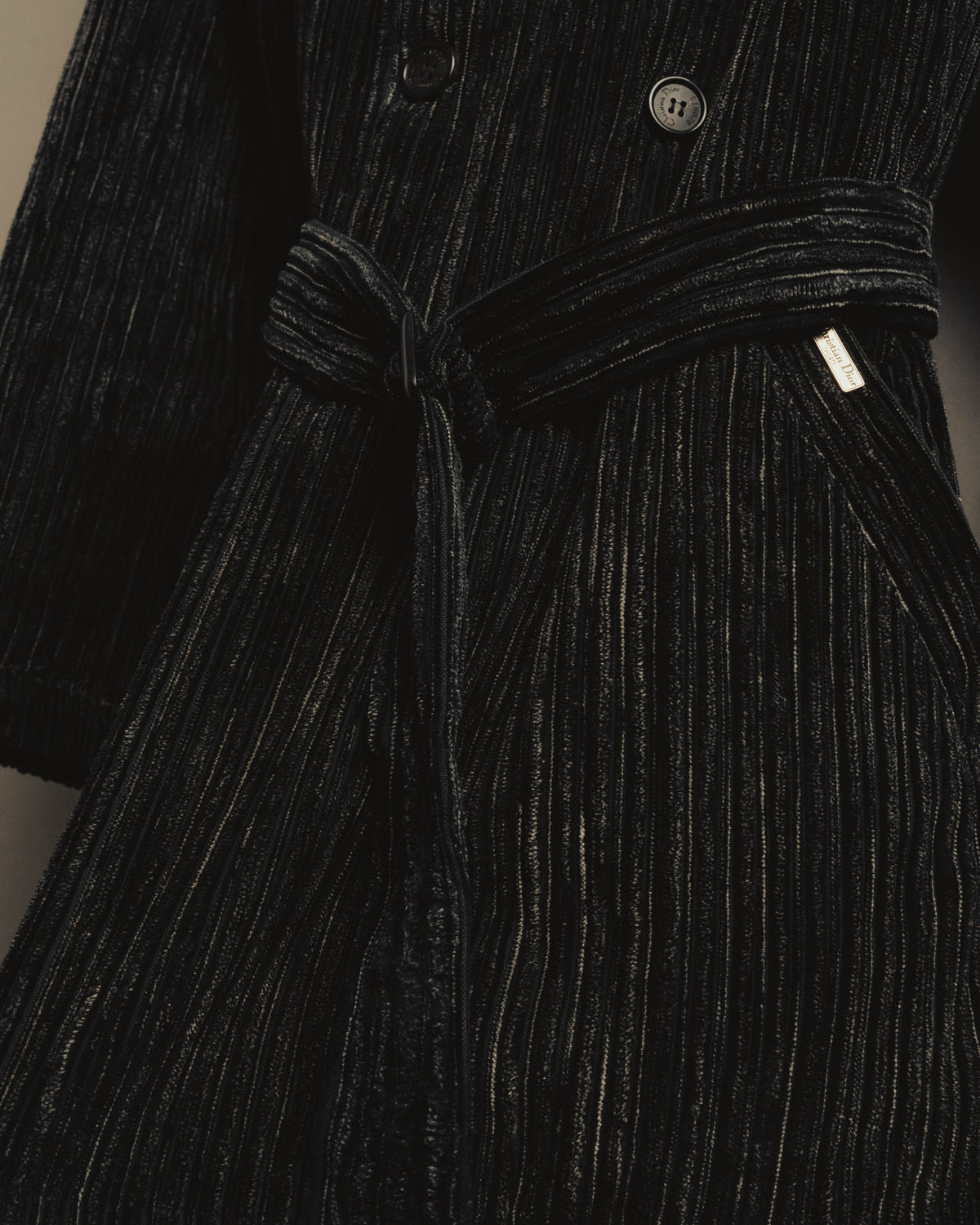 "Christian Dior" 80's-90's Classically tailored belted double-breasted coat